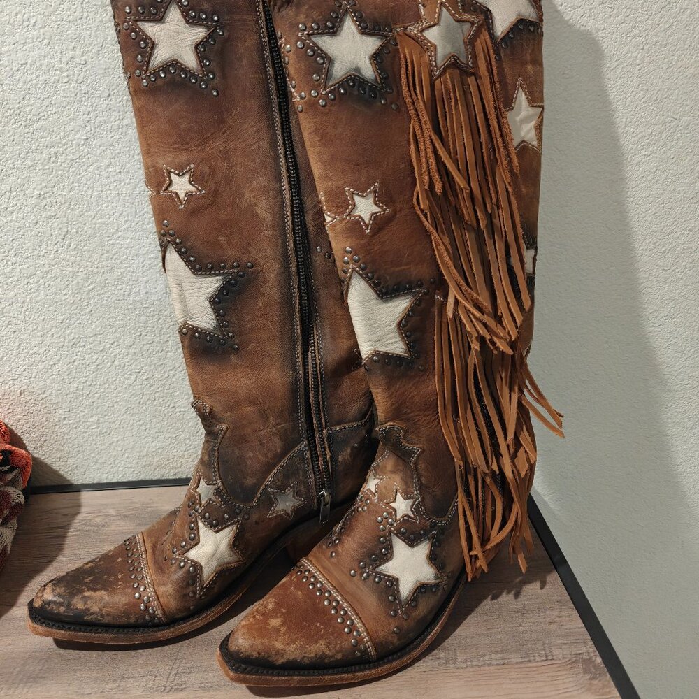 Brown Star Fringe Boots